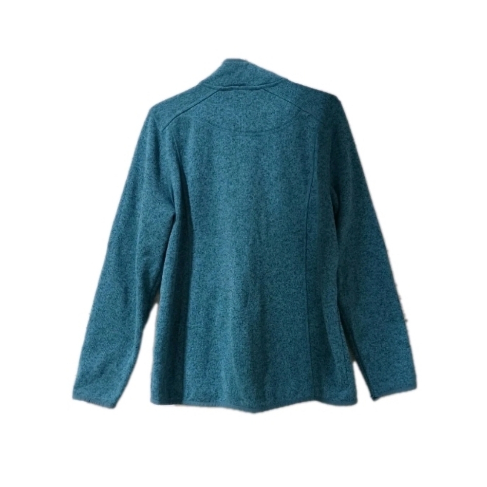 L.L. Bean Women's Marled Blue Knit Mock‎ Neck Hiking Sweater L Full Zip - Picture 5 of 10